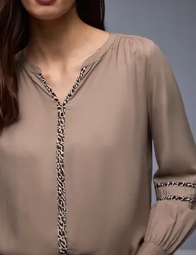Tunika mit Tape-Details female Braun