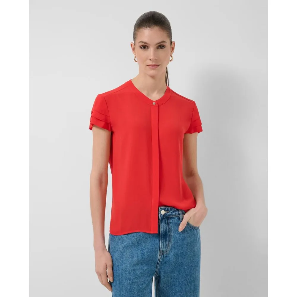 Blusa de mujer manga corta con volantes - Roberto Verino - FashionsVida