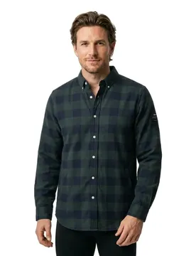 Camicia A Maniche Lunghe Gaston Woodland Green / Deep Navy M