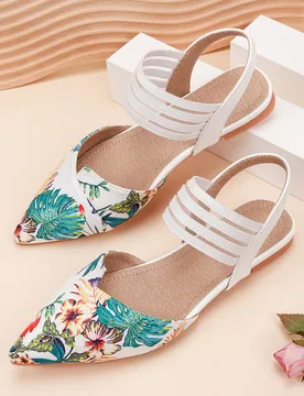 Bailarinas con estampado tropical, correa de tobillo y punta redonda, regalo del Día de la Madre - Shein - FashionsVida
