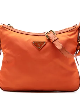 Saffiano Trimmed Tessuto Zip Top Crossbody - Prada - FashionsVida