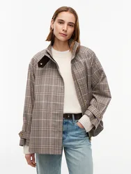 COTTON CHECK CAPE COAT female