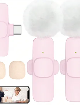 Nuevo 1 Drag 2 Micrófono de Clip 2.4GHz 2-en-1 Micrófono inalámbrico portátil y mini para grabación, compatible con smartphones con puerto Type-C - Shein - FashionsVida