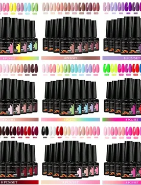 Set de 8 piezas de esmalte de uñas en gel de 7.3ml, de larga duración, sin plomo, semipermanente, removible con remojo, barniz de gel UV para uñas - Shein - FashionsVida