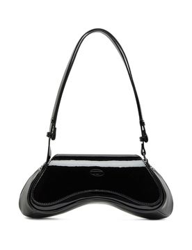 Mini Crossbody Bag with Glossy Finish, Metal Oval D Logo & Adjustable Strap