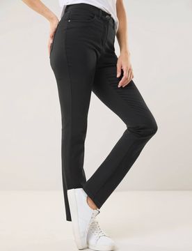 Extraglatt Baumwollhose Feminine F, Feminine Fit#normale Größen#Kurzgrößen#Langgrößen, Farbe Schwarz, 48, bügelfrei atmungsaktiv Damen