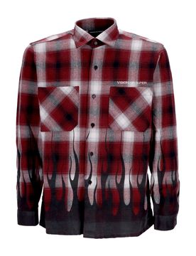 Camicia Manica Lunga Uomo Flames Shirt Grape Wine