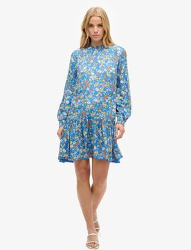 Superdry Damen Hochgeschlossenes Minikleid Blau - Größe: 38
