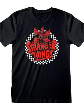 T-shirt à Manches Courtes Stranger Things Checkered Circle Black / Multicolor S unisex - Heroes Inc - FashionsVida