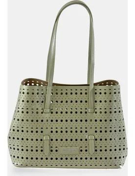 Bolso shopper doble asa larga en P.U. perforado - Pierre Cardin - FashionsVida