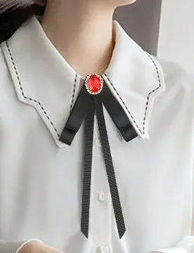 Bow Tie Brooch for Women's Handmade Ribbon Rhinestone Pin Korean Fashion Clothing College Style Shirt Accessories Collar Flower - Aliexpress - FashionsVida