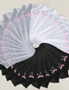 Par de Calcetines Invisibles para Mujer,Blanco/Negro/Gris,Lindos,Calcetines para Niñas,Detalles de Dibujos Animados,Diseño de Agujeros Transpirables - Shein - FashionsVida