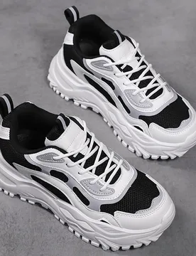 Zapatillas deportivas de mujer con bloqueo de color y cordones para otoño/invierno - Shein - FashionsVida