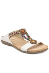 Beaded Lightweight Mule Sandals - White - Size: 7