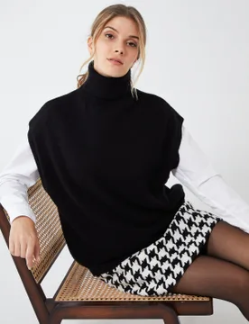 Dogtooth Mini Skirt - 16 / Black/Ivory - female - Blue Vanilla - FashionsVida