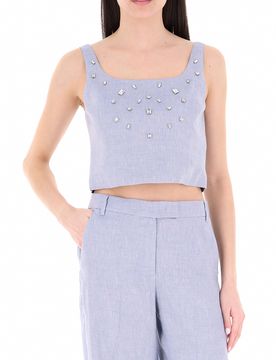 Top con strass AZZURRO POLVERE 40