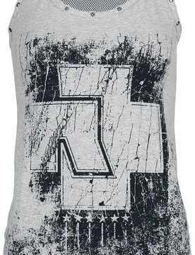 Top - Amour - S bis XXL - für Damen - Größe XXL - hellgrau meliert/schwarz - Lizenziertes Merchandise! - Frauen - female - Rammstein - FashionsVida