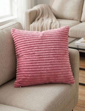 Federa per cuscino a coste - rosa