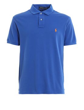 Polo slim fit in cotone piqué elettrico