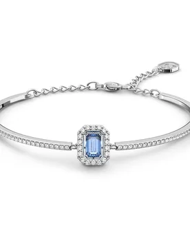 Bracciale rigido Millenia, Taglio ottagonale, Pavé, Blu, Placcato rodio OS - Swarovski - FashionsVida