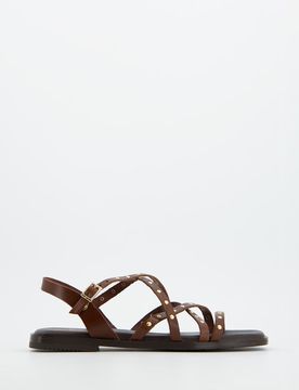 Sandalias Tiras Cruzadas Marrones - , 36