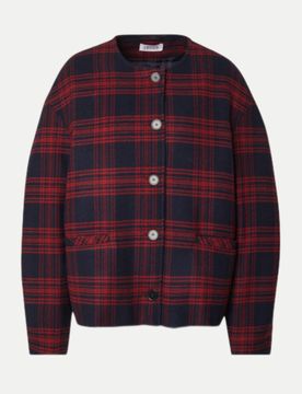 Wolljacke mit Karo-Muster Rot 36