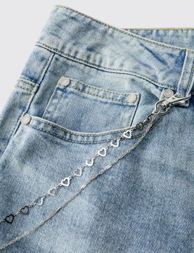 Herren Herz-Jeans Hosen-Kette Silver
