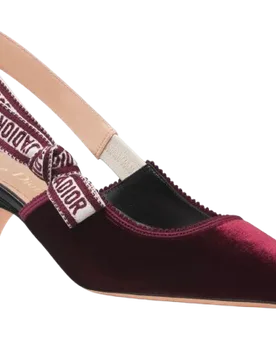 Burgundy Velvet Sling Back Sandals - Dior - FashionsVida