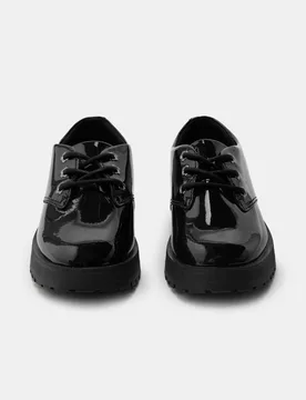 Kids' Leather Patent School Shoes (8 Small - 2 Large) Black Female - M&S - FashionsVida