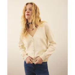 Chaqueta de punto de mujer con escote pico