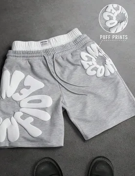 Pantalones cortos casuales de hombre con estampado de letras y cintura con cordón, para verano - Shein - FashionsVida