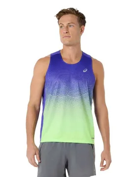 Road Fade Sleeveless T-shirt Cobalt Burst / Illuminate Green XL Men - Asics - FashionsVida