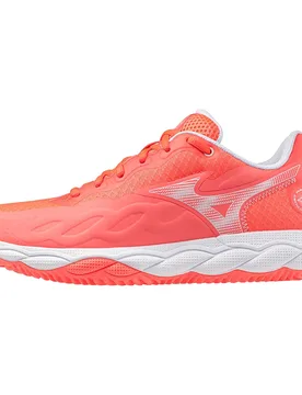 Wave Enforce Court Cc Clay Shoes Calypso Coral / White / BarelyPink UK 8.5 - Mizuno - FashionsVida