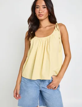 Womens Tie Shoulder Scoop Neck Cami - Yellow - Size 12 Uk - Boohoo - FashionsVida