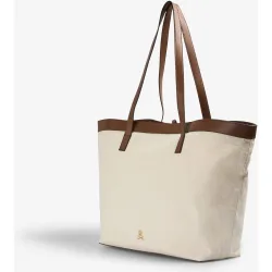 Shopper de mujer con detalles en piel y cierre con lazada