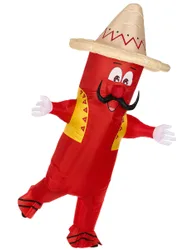 Mexikanische-Chili-Kostüm aufblasbares Kostüm rot-gelb-braun