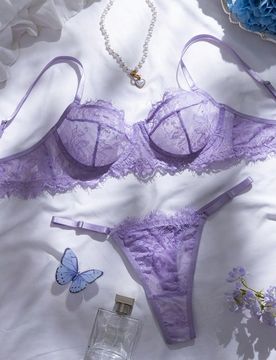 Set de 2 piezas de lencería con parches de encaje color rosa rojo, madura y sensual