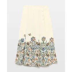 Falda midi lisa de mujer