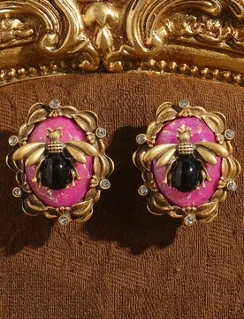Vintage Black Bee Stud Earrings Rose Red Opal Quality 2026 Luxury Designer Jewelry Accessories For Woman Gold Color Party Charms - Aliexpress - FashionsVida