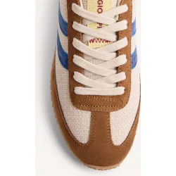 Zapatillas deportivas de mujer de lino y piel de serraje