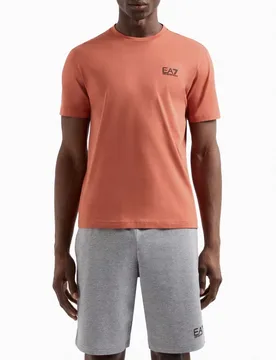T-shirt arancione mezza manica in puro pima cotton - EA7 - FashionsVida