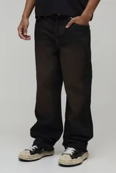 Mens Tinted Washed Let Down Hem Relaxed Fit Jeans - Blue Cotton - Size 28 Regular
