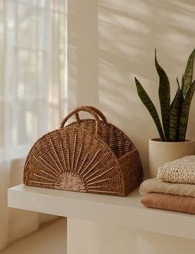 Cesto portaoggetti con manici - beige