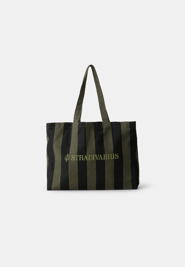 It-Bag mit Streifen Khaki OS - Stradivarius - FashionsVida