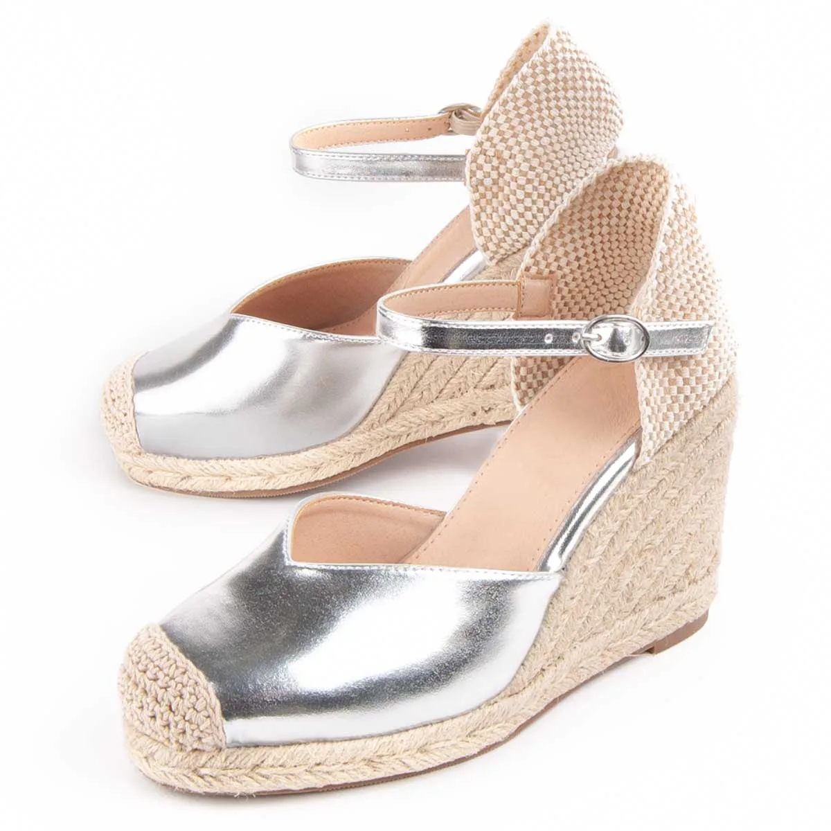 Womens Wedge Espadrille Balenci4 Silver - Size Eu 40 - Montevita - FashionsVida