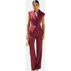 Pantalones de vestir de mujer de tiro alto y corte recto