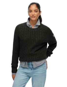 Pull Slouchy Cable Dark Charcoal Grey S - Superdry - FashionsVida