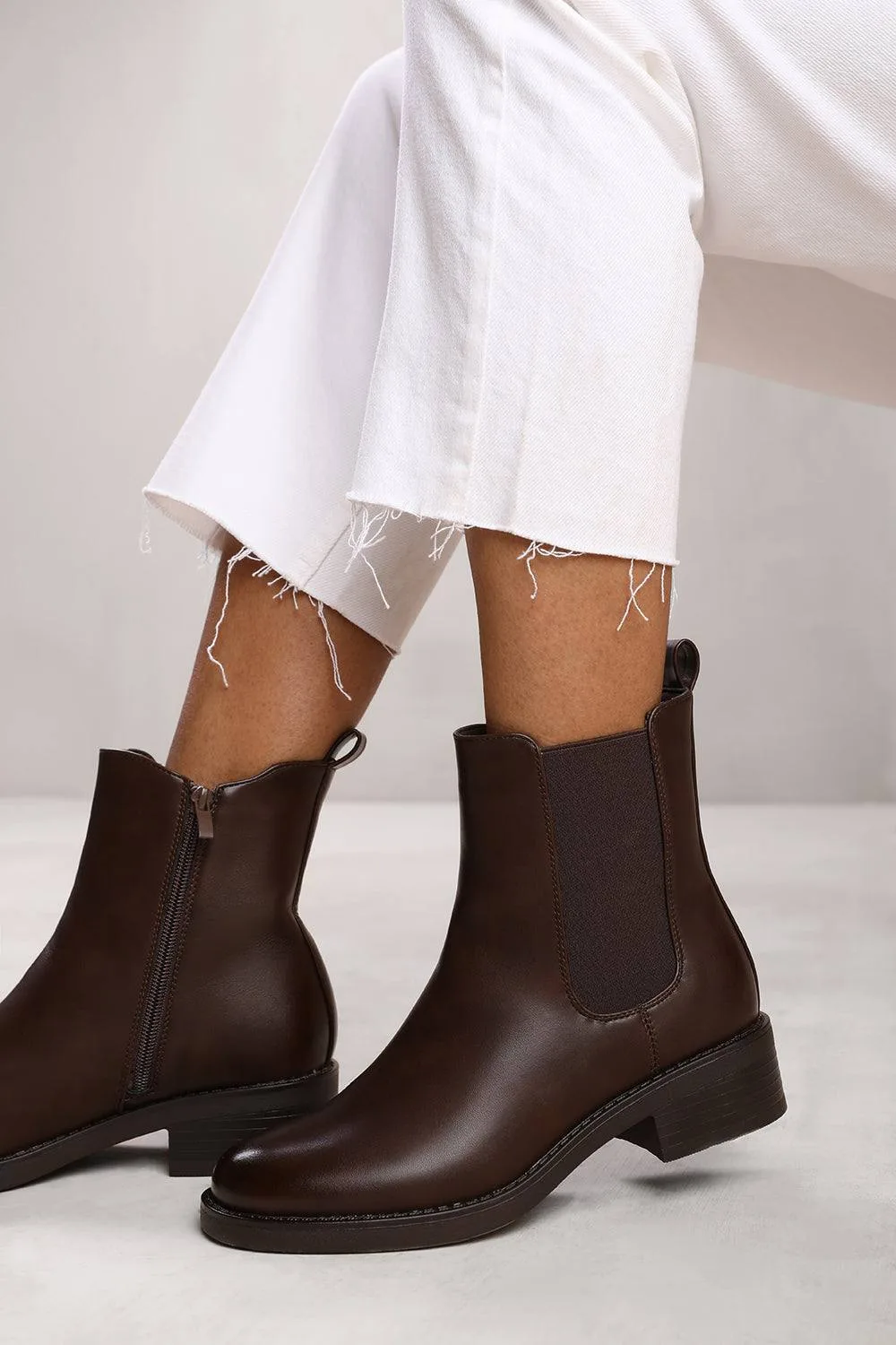 Women's 'Serna' Ankle Boot With Elastic Panel & Side Zip in Brown Size: 7 - Brown - Size: 7 - Where's That From - FashionsVida