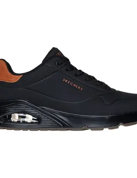 Sneaker Uno Suited On Air Black Durabuck / Chestnut Suede / Mesh Trim EU 41 - Skechers - FashionsVida