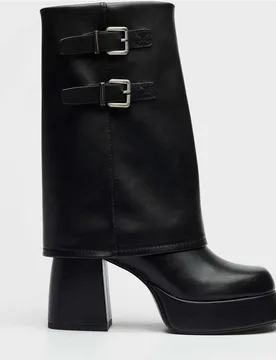 Botas de tacón de mujer con plataforma efecto doblado - Mim - FashionsVida